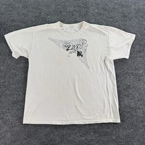 Vintage Zippo Shirt Men Extra Large White Cotton Anvil Crew Neck 90s Graphic
